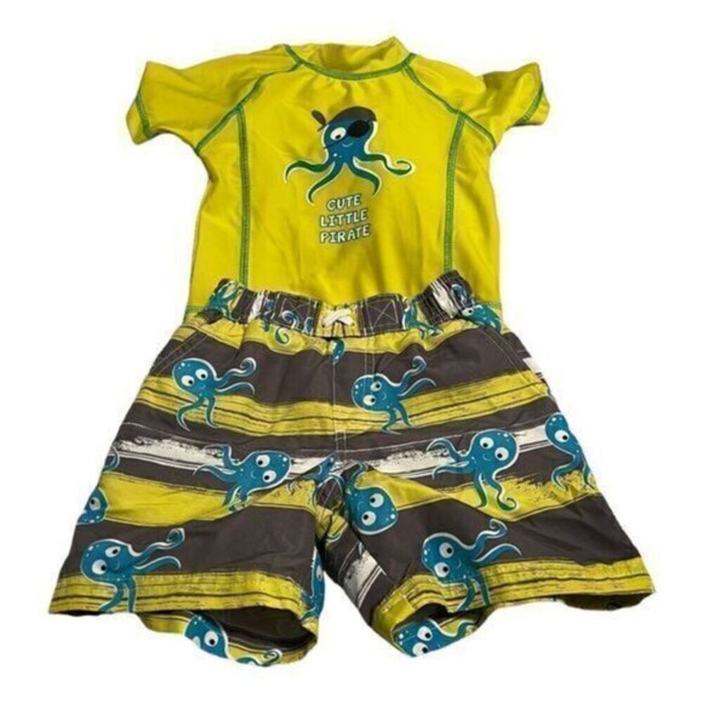 Wippette BOY'S Octopus Rashguard, Short Swim Set